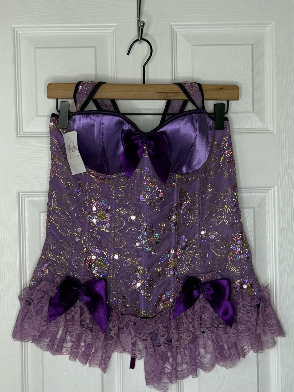 Daisy Corsets Fairy Sequin Embroidered Satin Halter Corset Top, 3XL